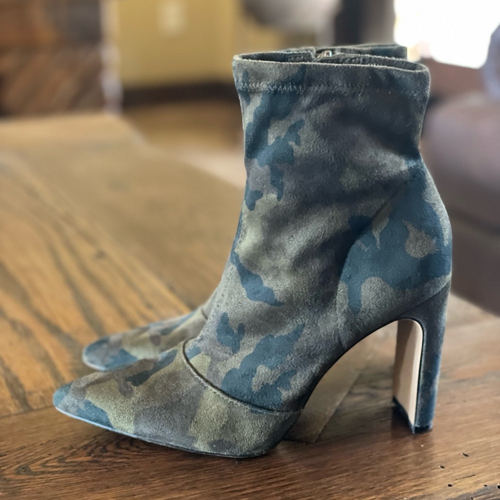 Jessica Simpson suede camo booties